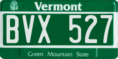 VT license plate BVX527