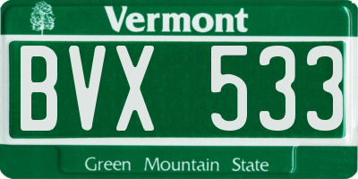 VT license plate BVX533