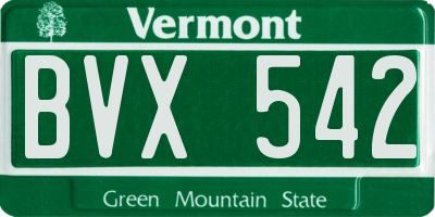 VT license plate BVX542