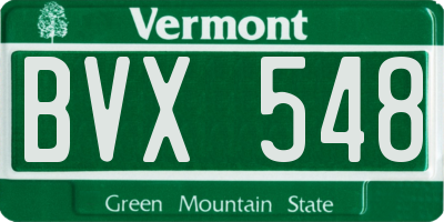 VT license plate BVX548