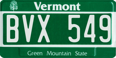VT license plate BVX549