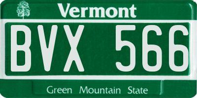VT license plate BVX566
