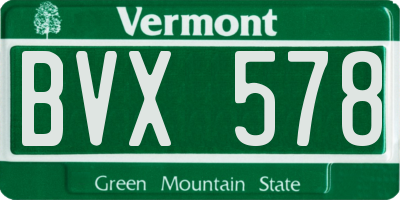VT license plate BVX578
