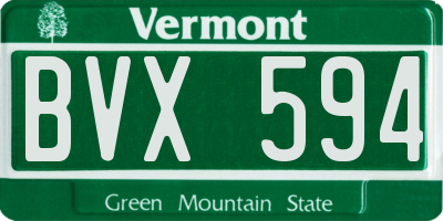 VT license plate BVX594