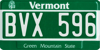 VT license plate BVX596