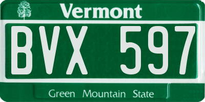 VT license plate BVX597