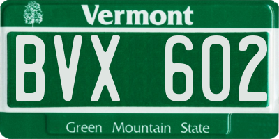 VT license plate BVX602