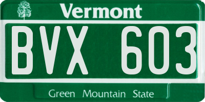 VT license plate BVX603