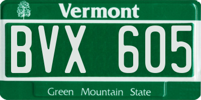 VT license plate BVX605