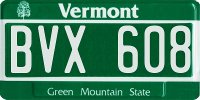 VT license plate BVX608