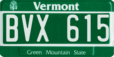 VT license plate BVX615