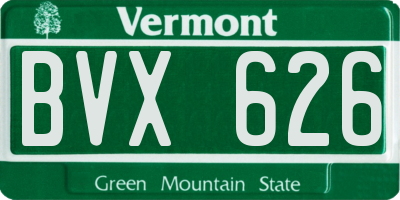 VT license plate BVX626