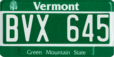 VT license plate BVX645