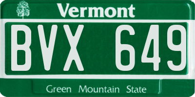 VT license plate BVX649