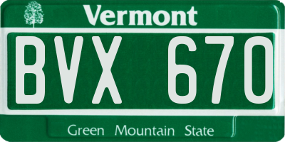 VT license plate BVX670