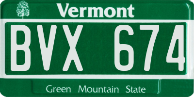 VT license plate BVX674