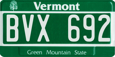 VT license plate BVX692