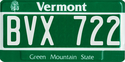 VT license plate BVX722