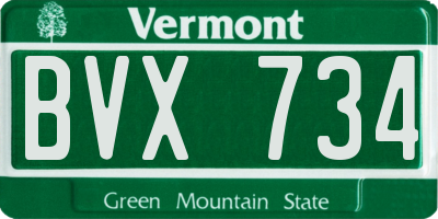 VT license plate BVX734