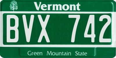 VT license plate BVX742