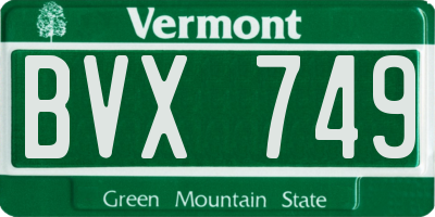 VT license plate BVX749