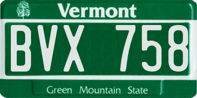 VT license plate BVX758