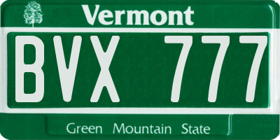 VT license plate BVX777