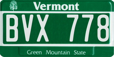 VT license plate BVX778