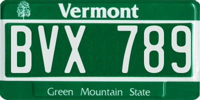 VT license plate BVX789