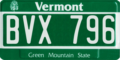 VT license plate BVX796