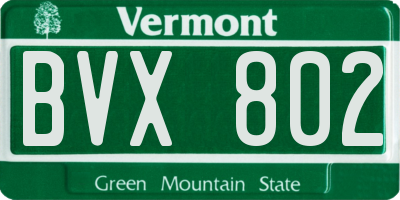 VT license plate BVX802