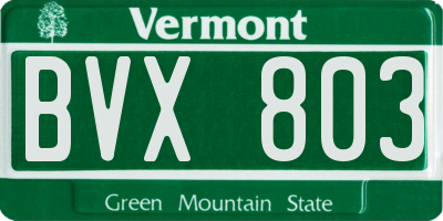 VT license plate BVX803