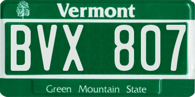VT license plate BVX807
