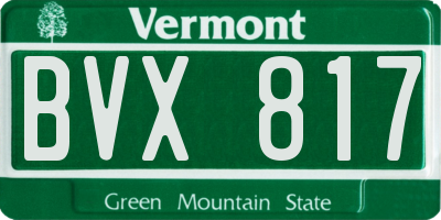 VT license plate BVX817