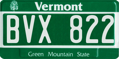 VT license plate BVX822