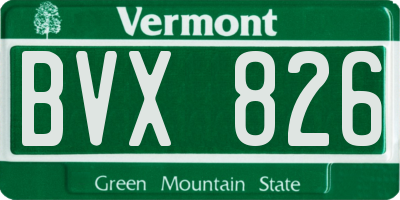 VT license plate BVX826