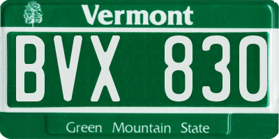VT license plate BVX830