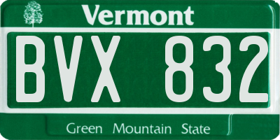 VT license plate BVX832