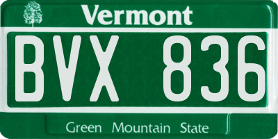 VT license plate BVX836