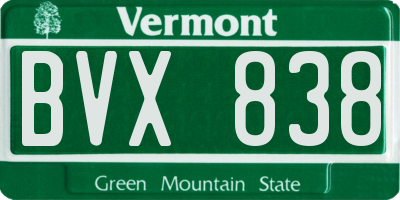 VT license plate BVX838