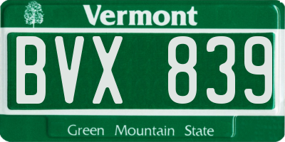 VT license plate BVX839