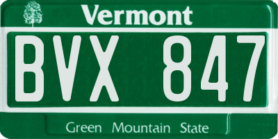 VT license plate BVX847