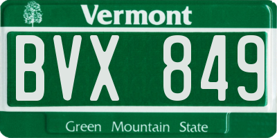VT license plate BVX849