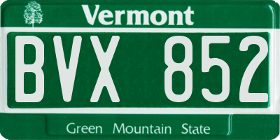 VT license plate BVX852