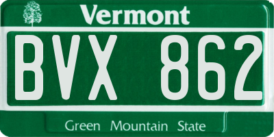 VT license plate BVX862