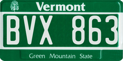 VT license plate BVX863