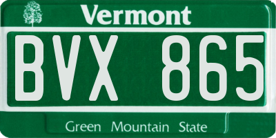 VT license plate BVX865