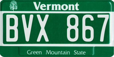 VT license plate BVX867