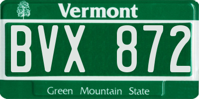 VT license plate BVX872