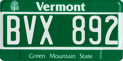 VT license plate BVX892